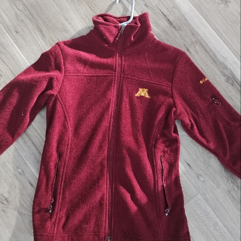 Columbia Maroon Minnesota Gophers  Full-Zip Fleece Sweater Like New